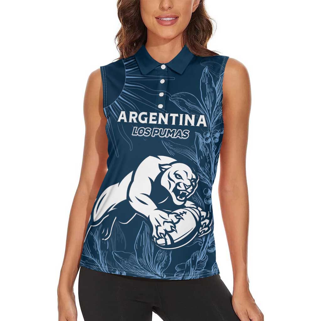 Argentina Rugby Los Pumas Custom Women Sleeveless Polo Shirt Laurel Wreath Inspired - Wonder Print Shop