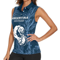 Argentina Rugby Los Pumas Custom Women Sleeveless Polo Shirt Laurel Wreath Inspired - Wonder Print Shop