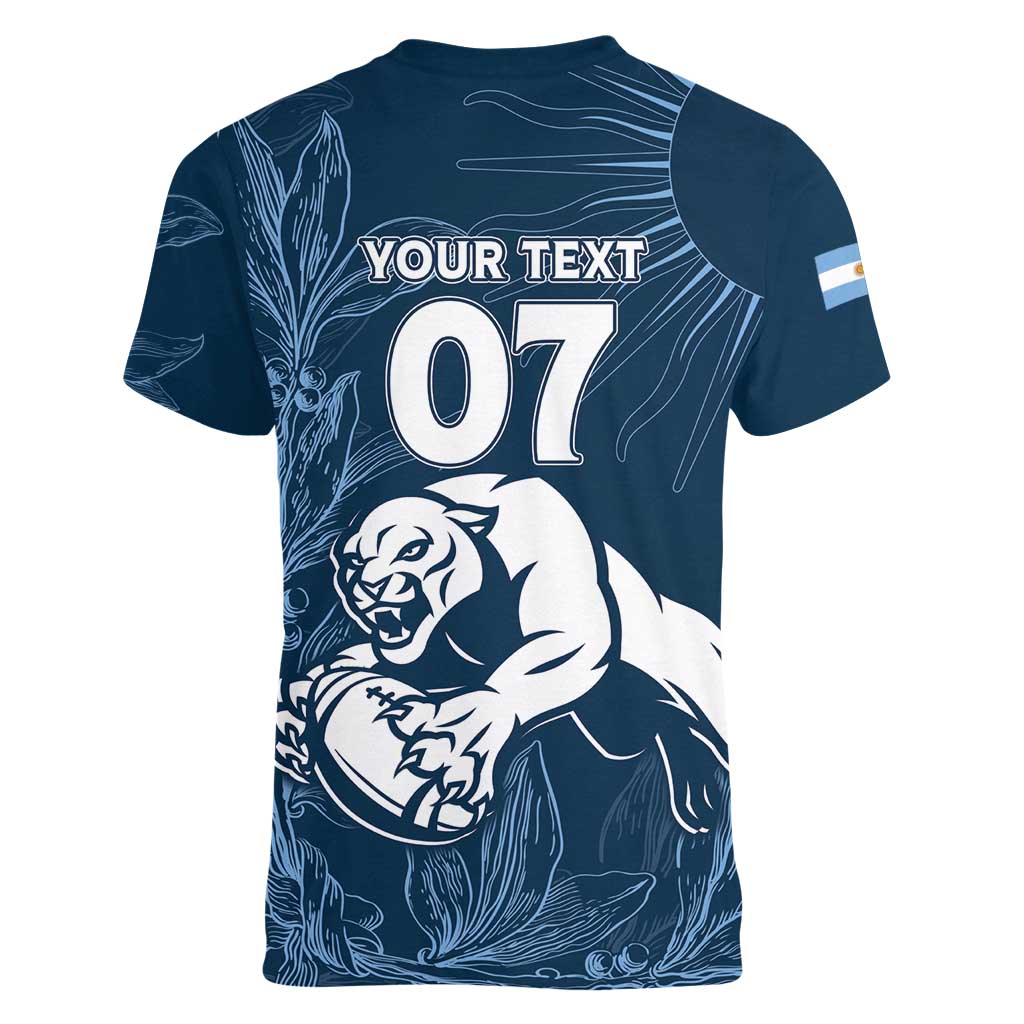 Argentina Rugby Los Pumas Custom Women V-Neck T-Shirt Laurel Wreath Inspired - Wonder Print Shop