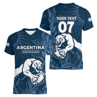 Argentina Rugby Los Pumas Custom Women V-Neck T-Shirt Laurel Wreath Inspired - Wonder Print Shop