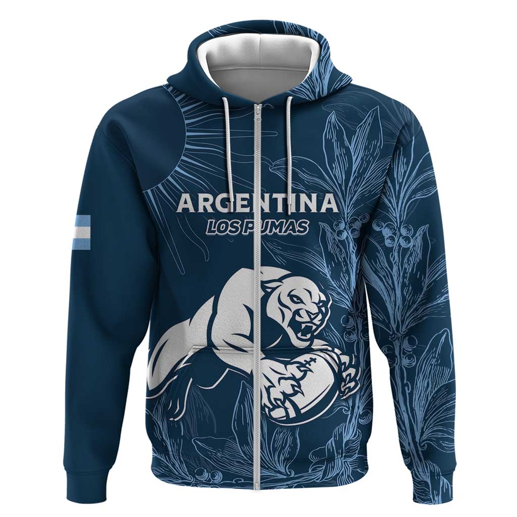 Argentina Rugby Los Pumas Custom Zip Hoodie Laurel Wreath Inspired - Wonder Print Shop