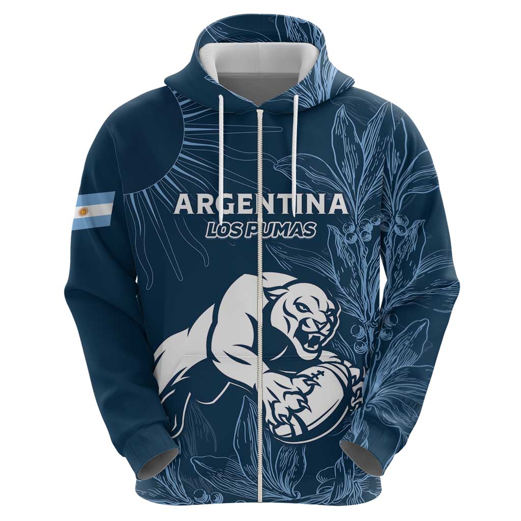 Argentina Rugby Los Pumas Custom Zip Hoodie Laurel Wreath Inspired - Wonder Print Shop