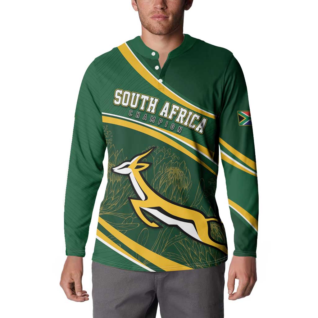 South Africa Rugby Personalized Bokke Button Sweatshirt Springboks - Stronger Together - Wonder Print Shop