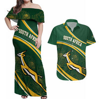 South Africa Rugby Personalized Bokke Couples Matching Off Shoulder Maxi Dress and Hawaiian Shirt Springboks - Stronger Together - Wonder Print Shop