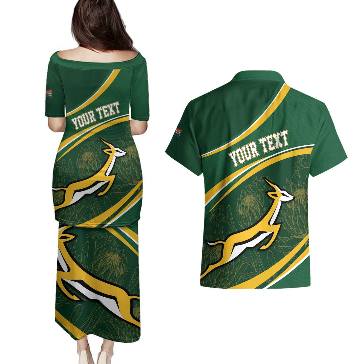 South Africa Rugby Personalized Bokke Couples Matching Puletasi and Hawaiian Shirt Springboks - Stronger Together - Wonder Print Shop