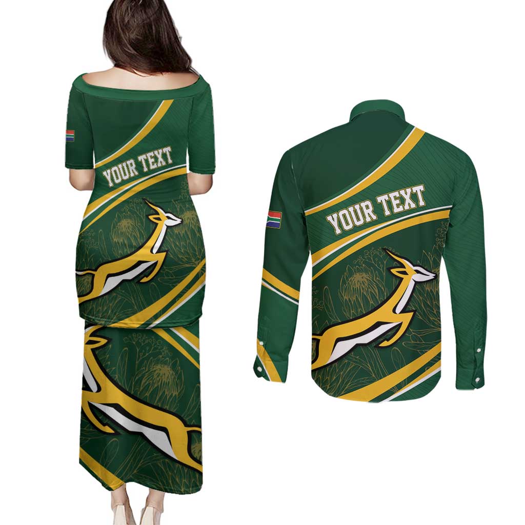 South Africa Rugby Personalized Bokke Couples Matching Puletasi and Long Sleeve Button Shirt Springboks - Stronger Together - Wonder Print Shop