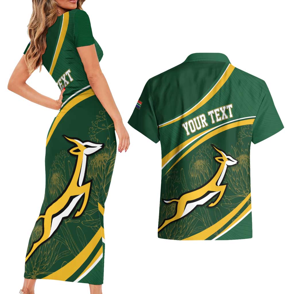South Africa Rugby Personalized Bokke Couples Matching Short Sleeve Bodycon Dress and Hawaiian Shirt Springboks - Stronger Together - Wonder Print Shop