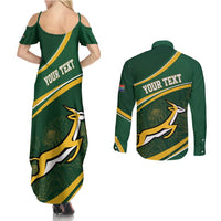 South Africa Rugby Personalized Bokke Couples Matching Summer Maxi Dress and Long Sleeve Button Shirt Springboks - Stronger Together - Wonder Print Shop