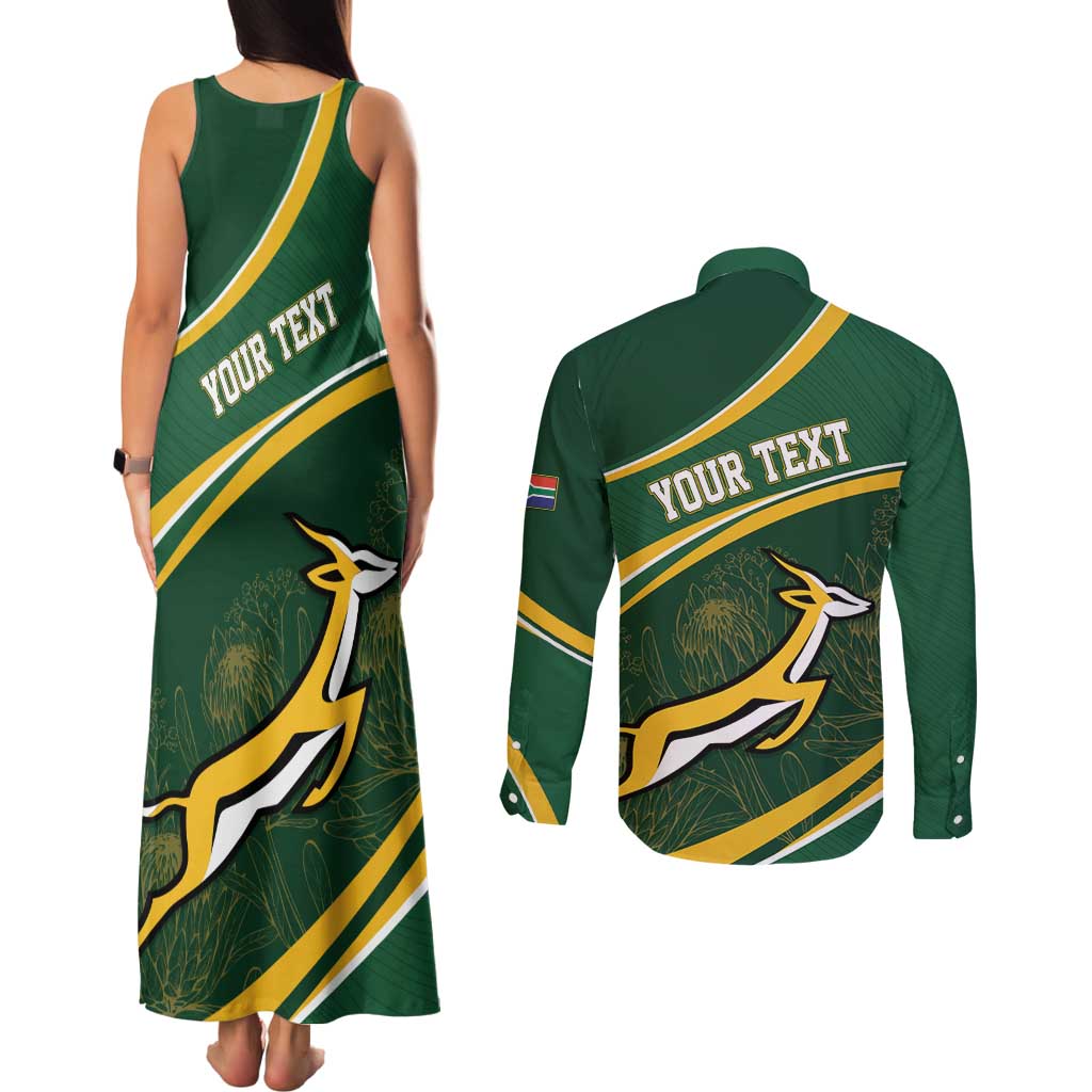 South Africa Rugby Personalized Bokke Couples Matching Tank Maxi Dress and Long Sleeve Button Shirt Springboks - Stronger Together - Wonder Print Shop