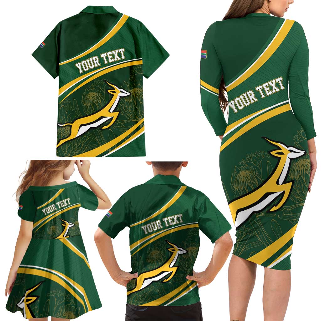 South Africa Rugby Personalized Bokke Family Matching Long Sleeve Bodycon Dress and Hawaiian Shirt Springboks - Stronger Together - Wonder Print Shop