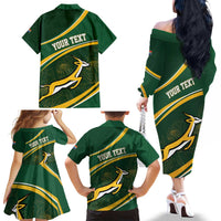 South Africa Rugby Personalized Bokke Family Matching Off The Shoulder Long Sleeve Dress and Hawaiian Shirt Springboks - Stronger Together - Wonder Print Shop