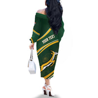 South Africa Rugby Personalized Bokke Family Matching Off The Shoulder Long Sleeve Dress and Hawaiian Shirt Springboks - Stronger Together - Wonder Print Shop
