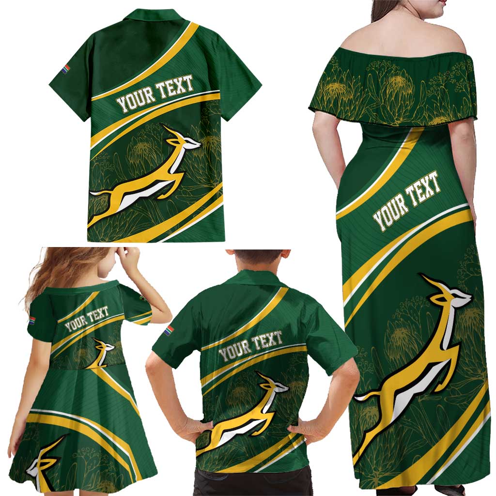 South Africa Rugby Personalized Bokke Family Matching Off Shoulder Maxi Dress and Hawaiian Shirt Springboks - Stronger Together - Wonder Print Shop