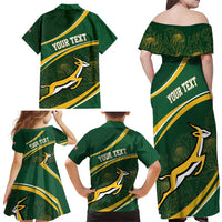 South Africa Rugby Personalized Bokke Family Matching Off Shoulder Maxi Dress and Hawaiian Shirt Springboks - Stronger Together - Wonder Print Shop