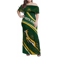 South Africa Rugby Personalized Bokke Family Matching Off Shoulder Maxi Dress and Hawaiian Shirt Springboks - Stronger Together - Wonder Print Shop