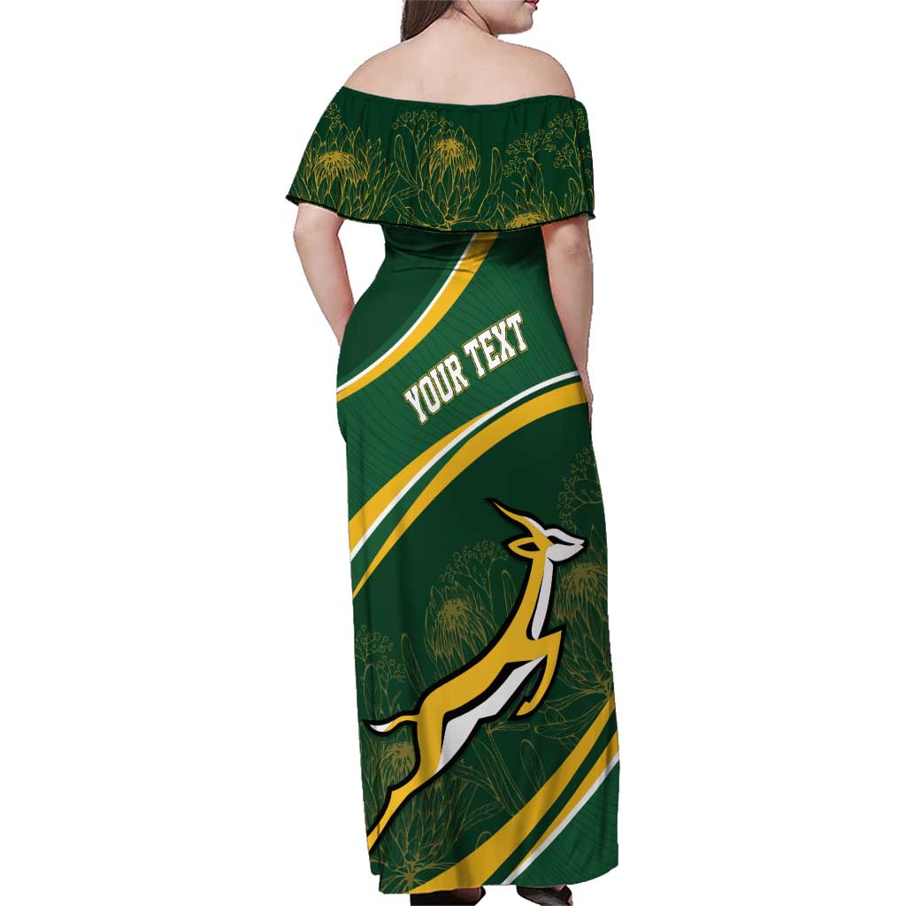 South Africa Rugby Personalized Bokke Family Matching Off Shoulder Maxi Dress and Hawaiian Shirt Springboks - Stronger Together - Wonder Print Shop