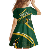 South Africa Rugby Personalized Bokke Family Matching Off Shoulder Short Dress and Hawaiian Shirt Springboks - Stronger Together - Wonder Print Shop