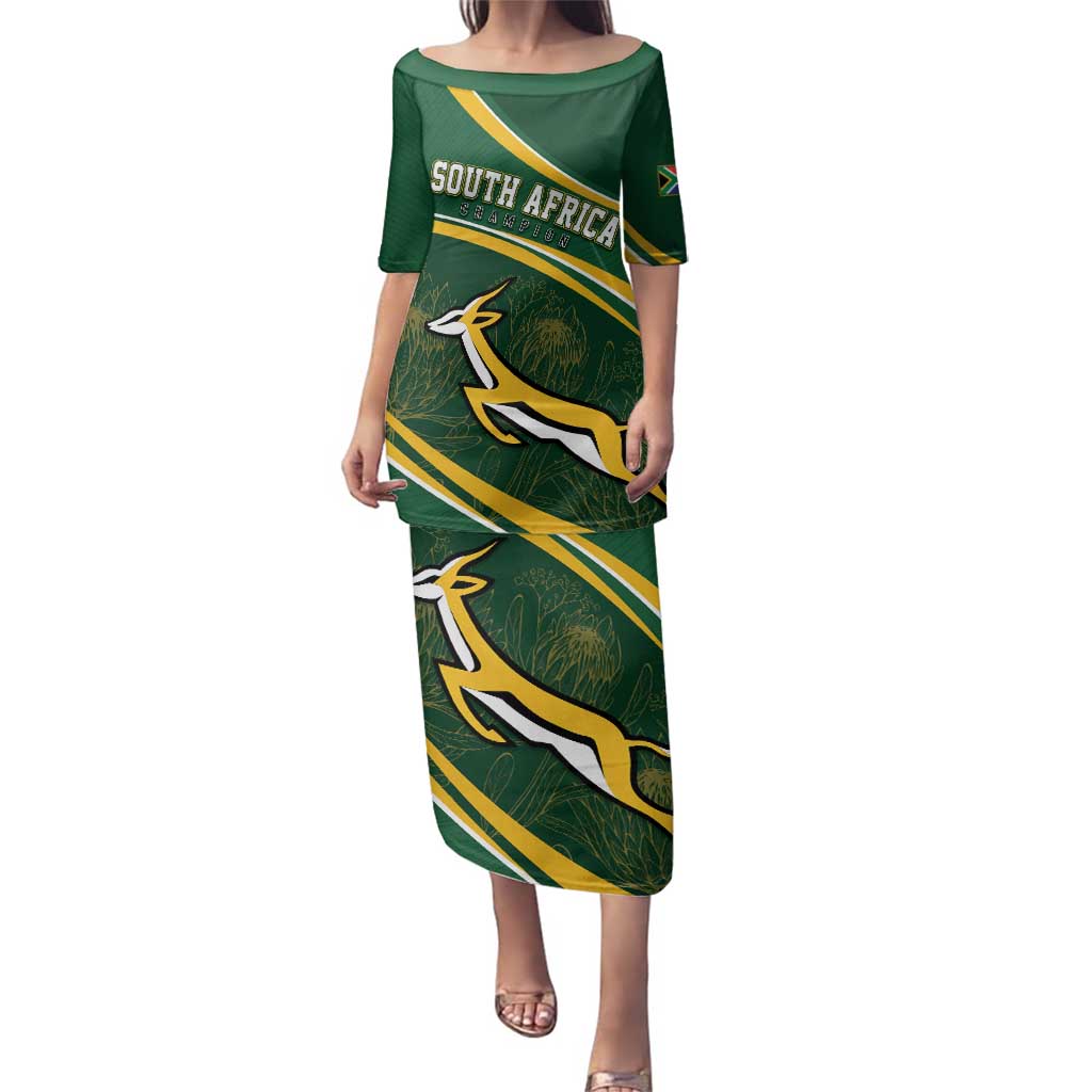 South Africa Rugby Personalized Bokke Family Matching Puletasi and Hawaiian Shirt Springboks - Stronger Together - Wonder Print Shop