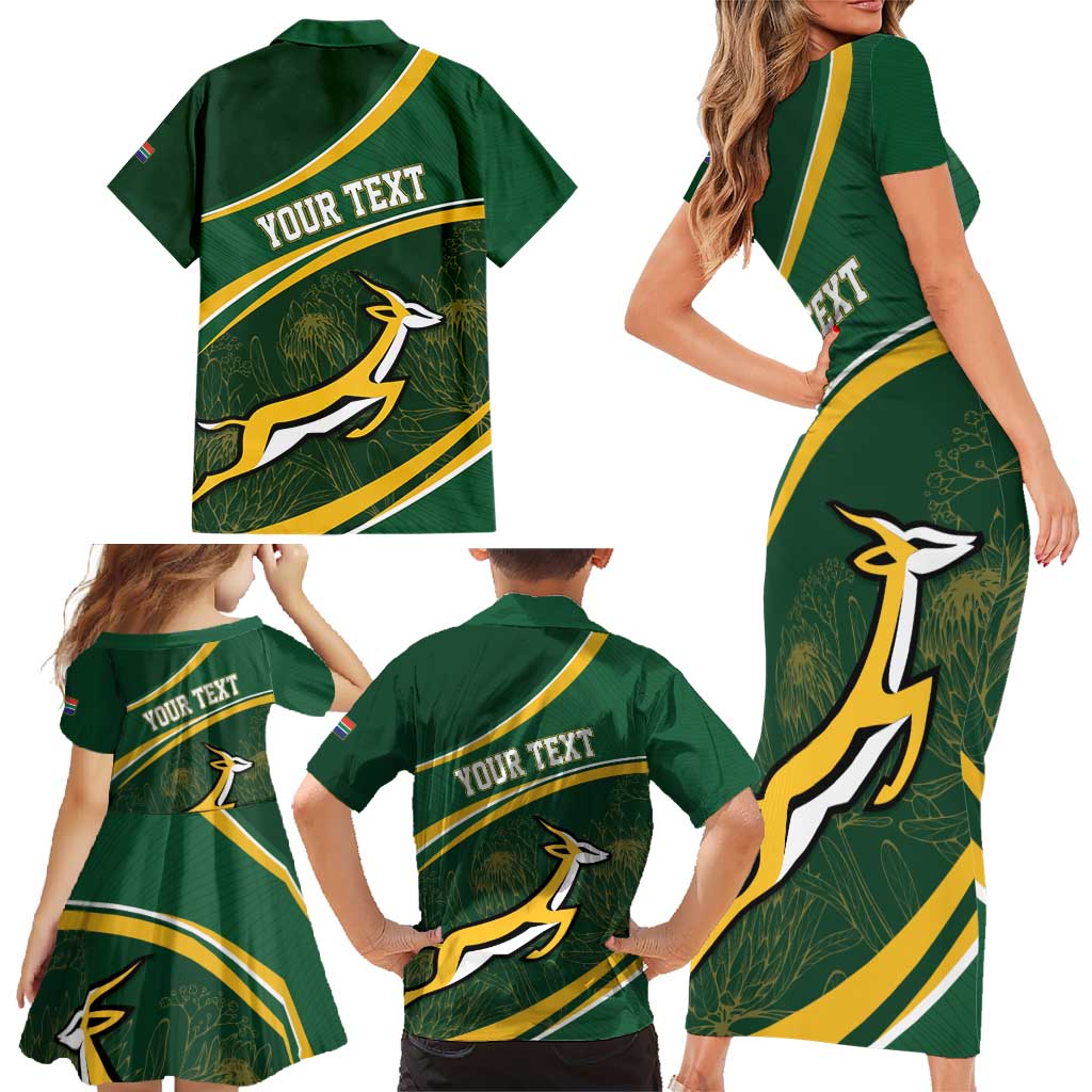 South Africa Rugby Personalized Bokke Family Matching Short Sleeve Bodycon Dress and Hawaiian Shirt Springboks - Stronger Together - Wonder Print Shop