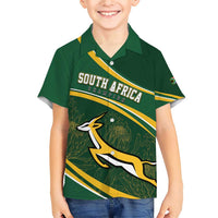 South Africa Rugby Personalized Bokke Family Matching Short Sleeve Bodycon Dress and Hawaiian Shirt Springboks - Stronger Together - Wonder Print Shop