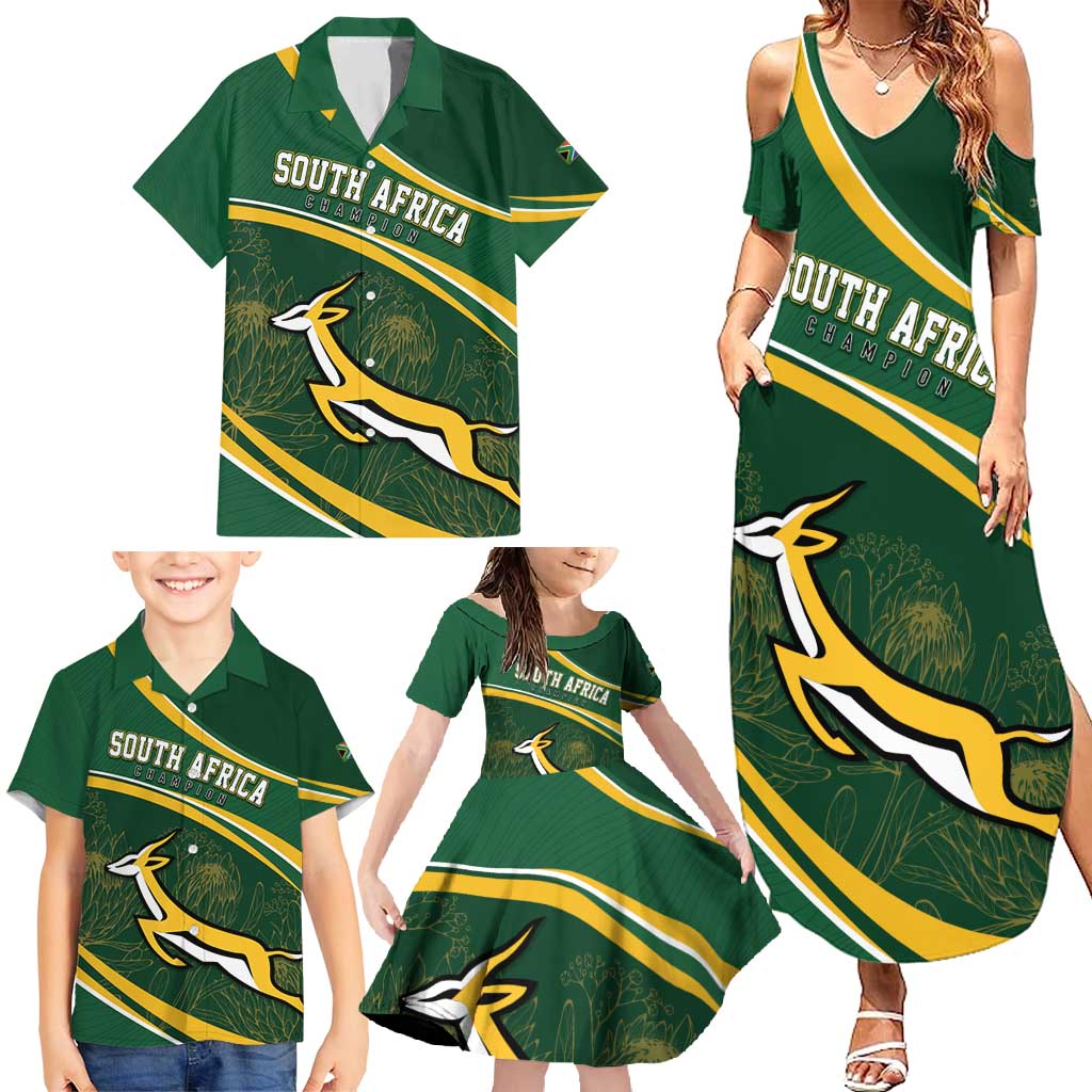 South Africa Rugby Personalized Bokke Family Matching Summer Maxi Dress and Hawaiian Shirt Springboks - Stronger Together - Wonder Print Shop
