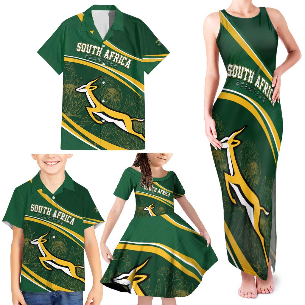 South Africa Rugby Personalized Bokke Family Matching Tank Maxi Dress and Hawaiian Shirt Springboks - Stronger Together - Wonder Print Shop