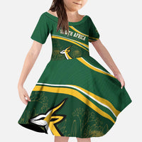 South Africa Rugby Personalized Bokke Kid Short Sleeve Dress Springboks - Stronger Together - Wonder Print Shop