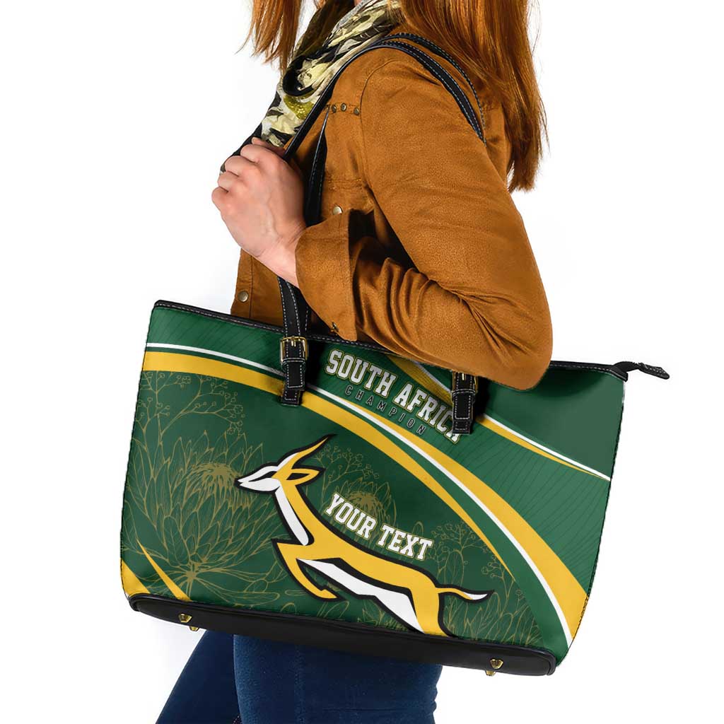 South Africa Rugby Personalized Bokke Leather Tote Bag Springboks - Stronger Together - Wonder Print Shop