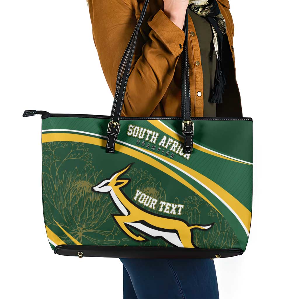 South Africa Rugby Personalized Bokke Leather Tote Bag Springboks - Stronger Together - Wonder Print Shop