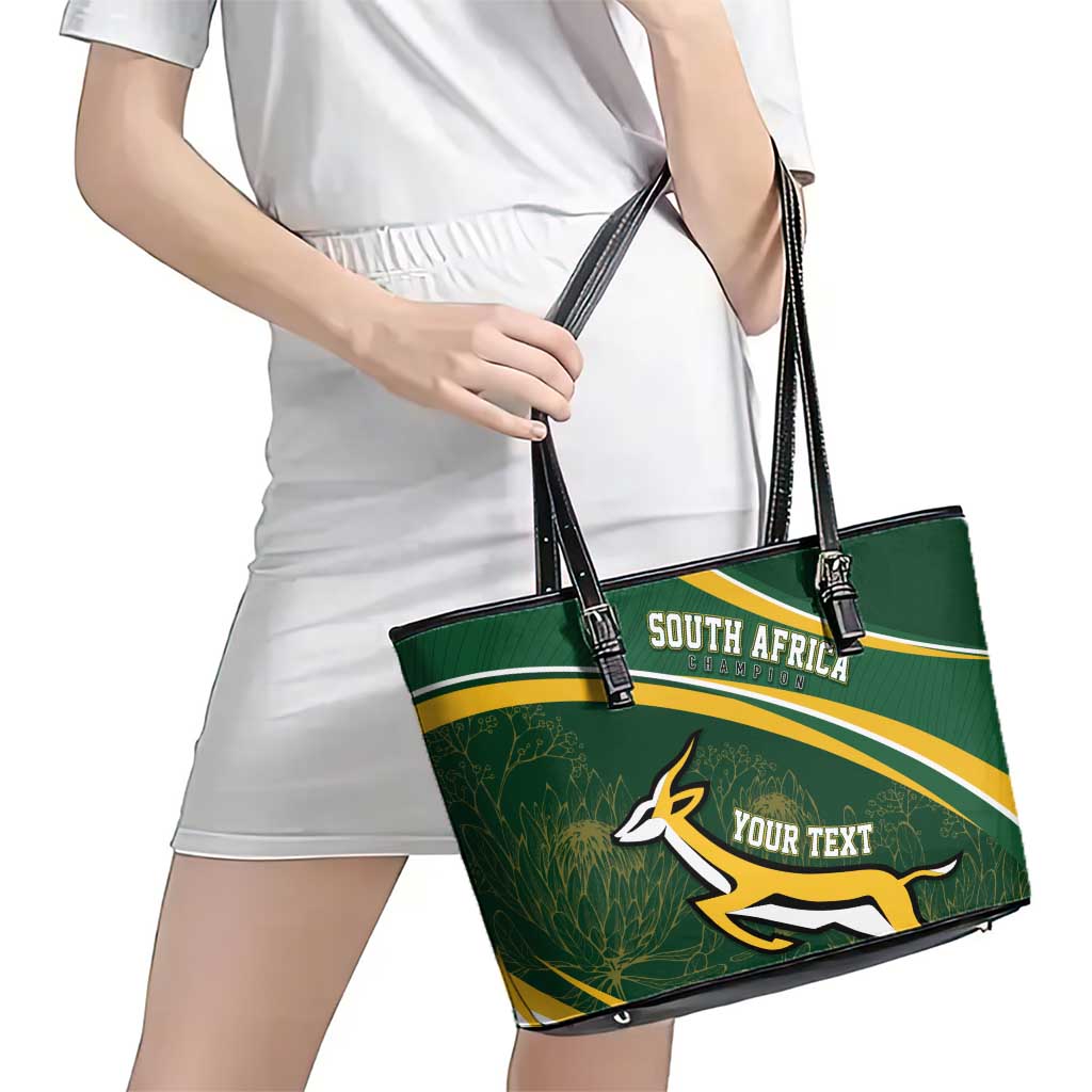 South Africa Rugby Personalized Bokke Leather Tote Bag Springboks - Stronger Together - Wonder Print Shop