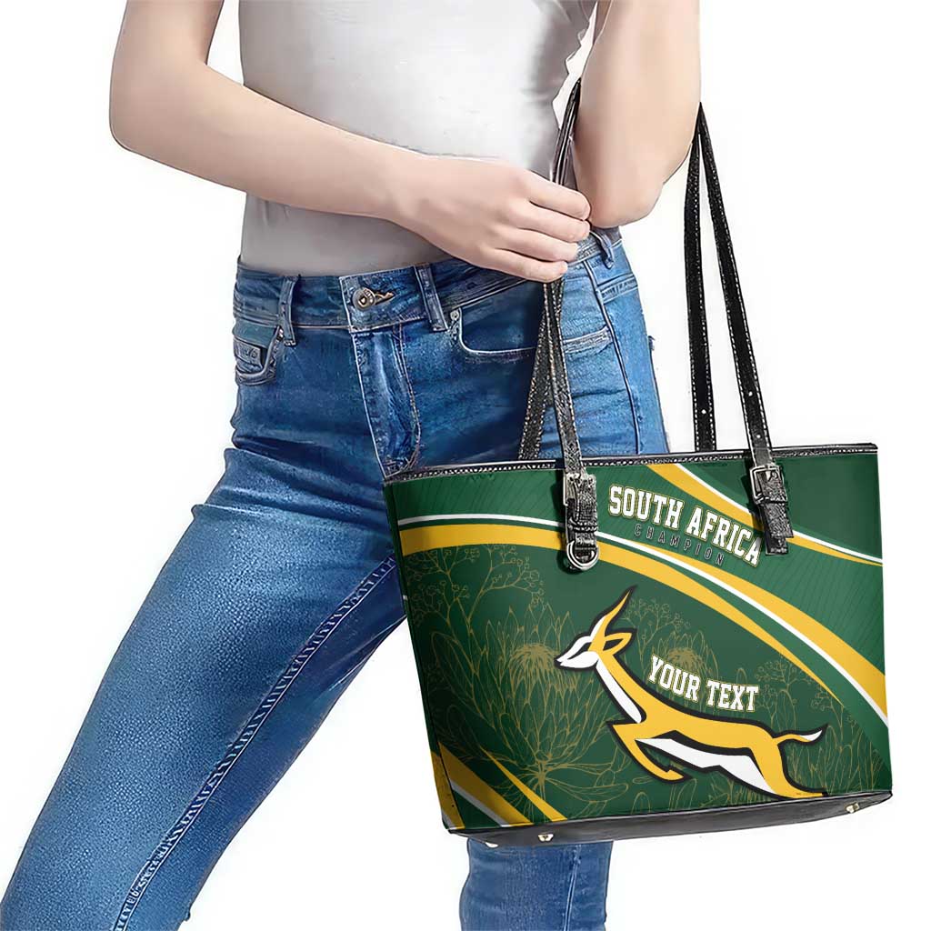 South Africa Rugby Personalized Bokke Leather Tote Bag Springboks - Stronger Together - Wonder Print Shop