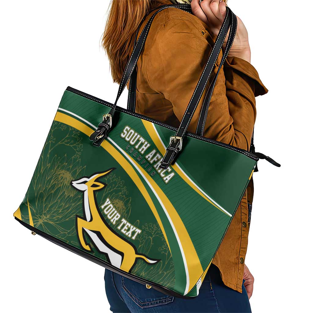 South Africa Rugby Personalized Bokke Leather Tote Bag Springboks - Stronger Together - Wonder Print Shop
