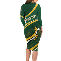 South Africa Rugby Personalized Bokke Long Sleeve Bodycon Dress Springboks - Stronger Together - Wonder Print Shop