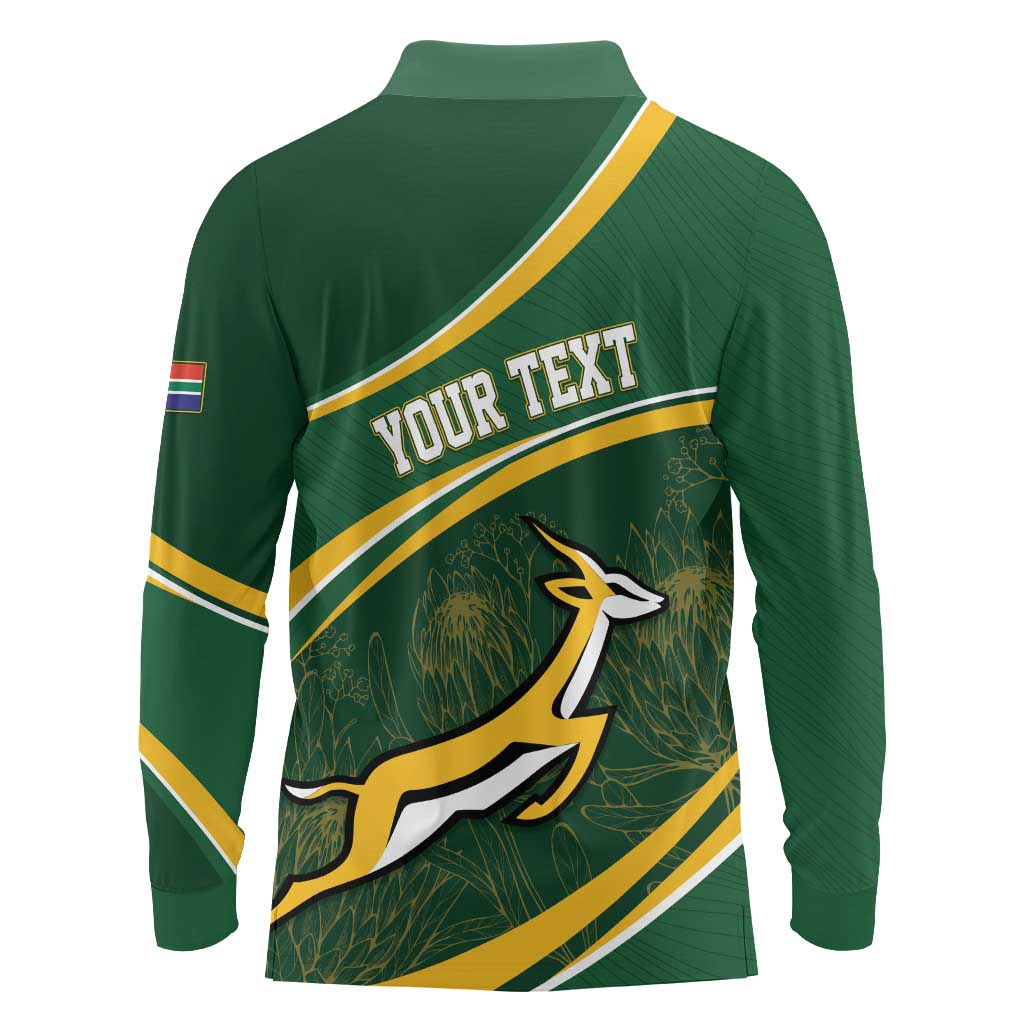 South Africa Rugby Personalized Bokke Long Sleeve Polo Shirt Springboks - Stronger Together - Wonder Print Shop
