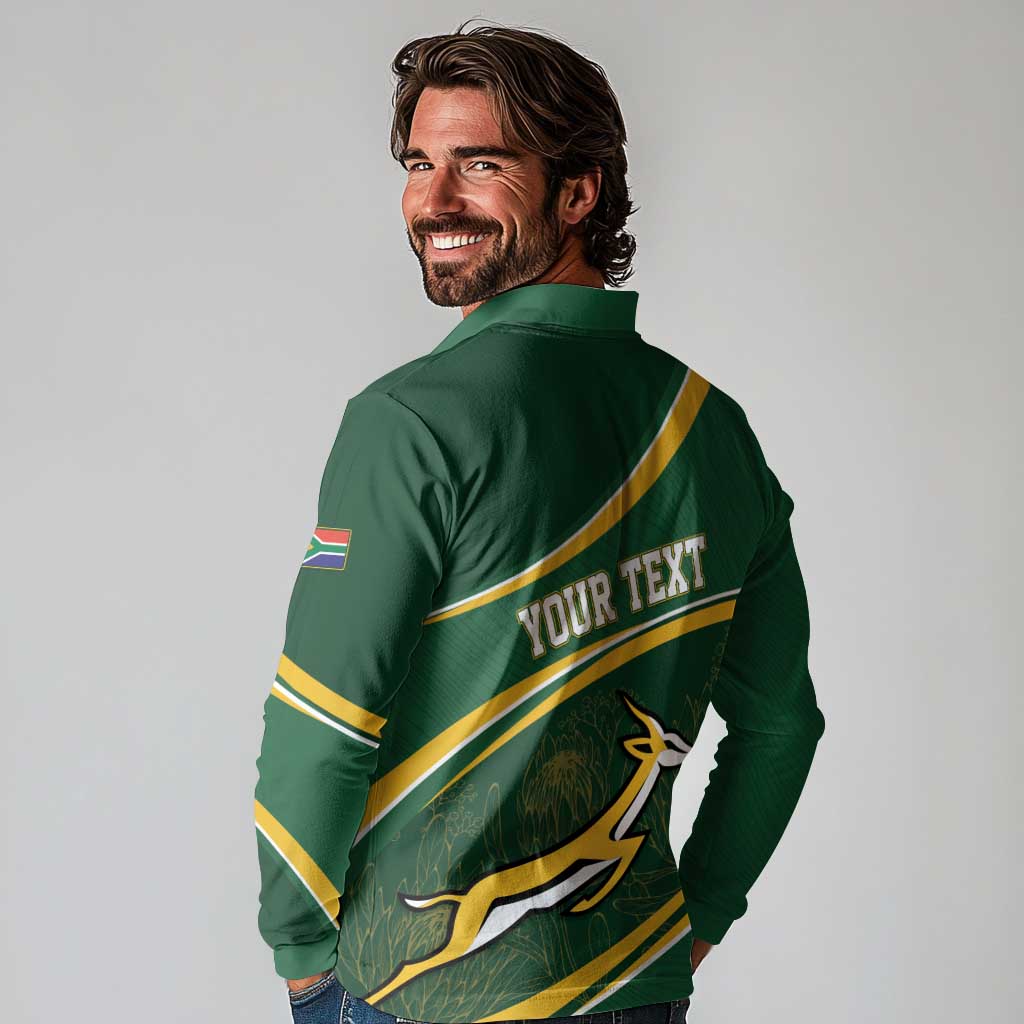 South Africa Rugby Personalized Bokke Long Sleeve Polo Shirt Springboks - Stronger Together - Wonder Print Shop