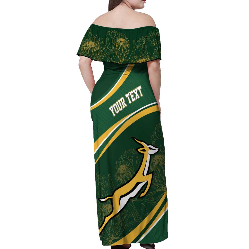 South Africa Rugby Personalized Bokke Off Shoulder Maxi Dress Springboks - Stronger Together - Wonder Print Shop