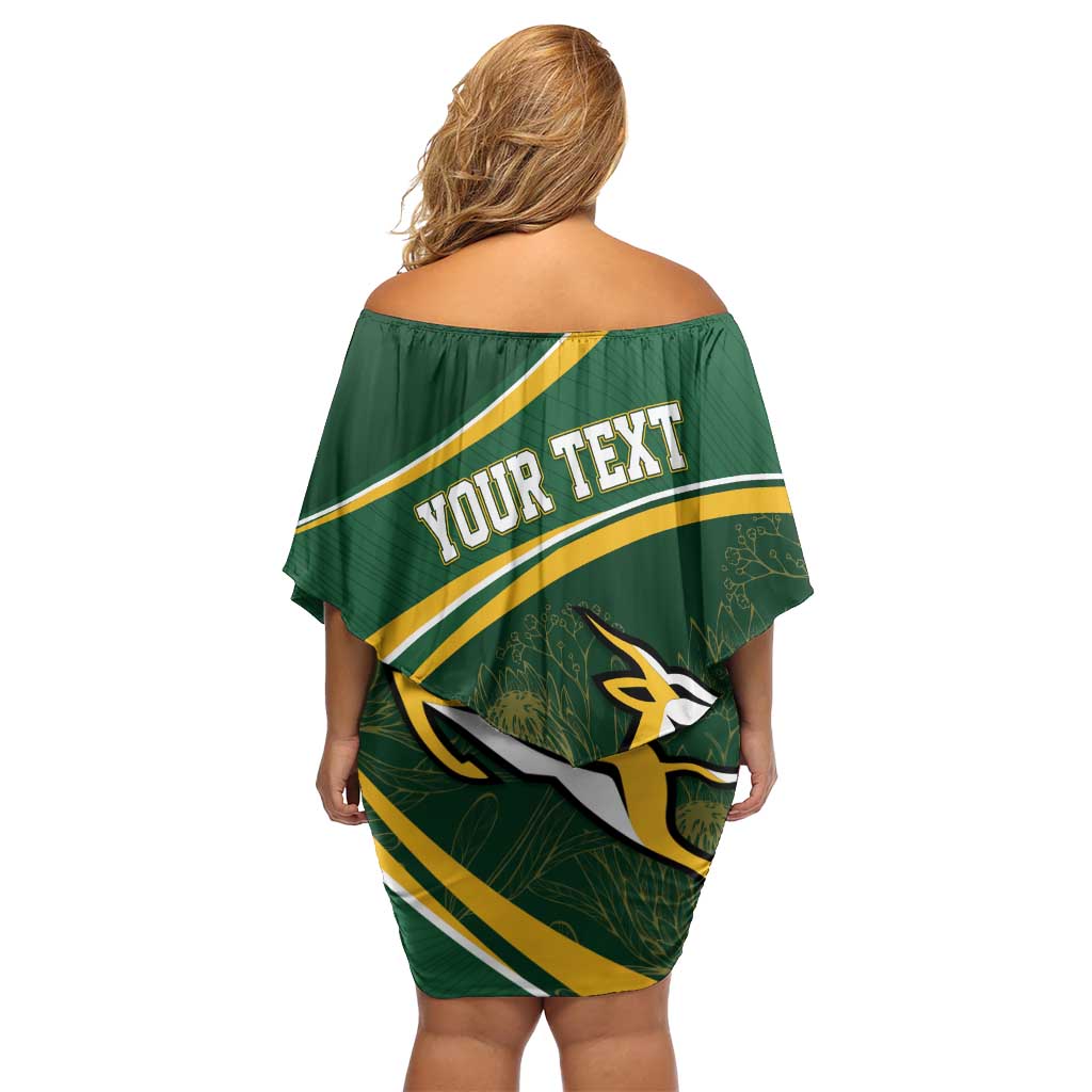 South Africa Rugby Personalized Bokke Off Shoulder Short Dress Springboks - Stronger Together - Wonder Print Shop