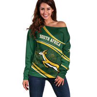 South Africa Rugby Personalized Bokke Off Shoulder Sweater Springboks - Stronger Together - Wonder Print Shop