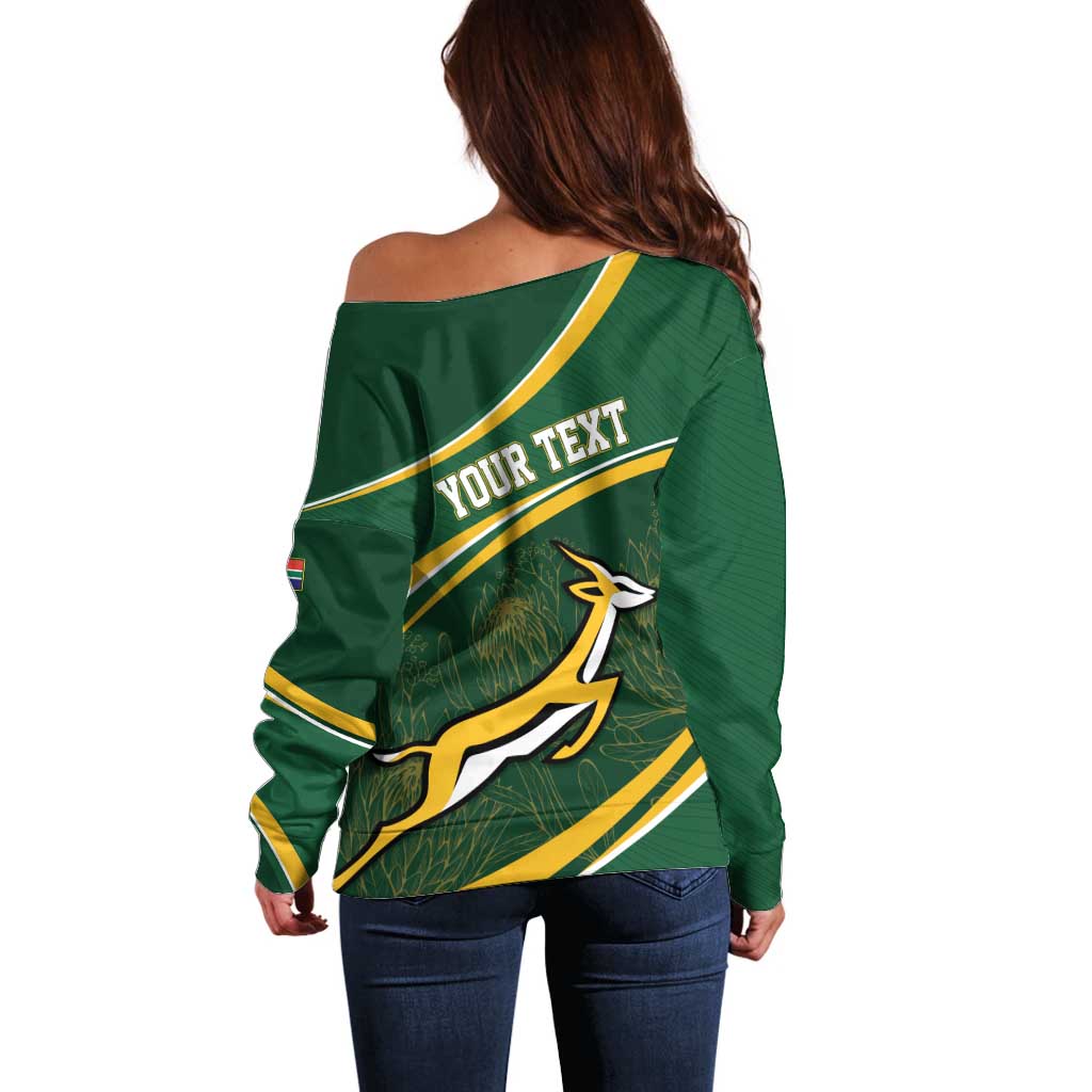 South Africa Rugby Personalized Bokke Off Shoulder Sweater Springboks - Stronger Together - Wonder Print Shop