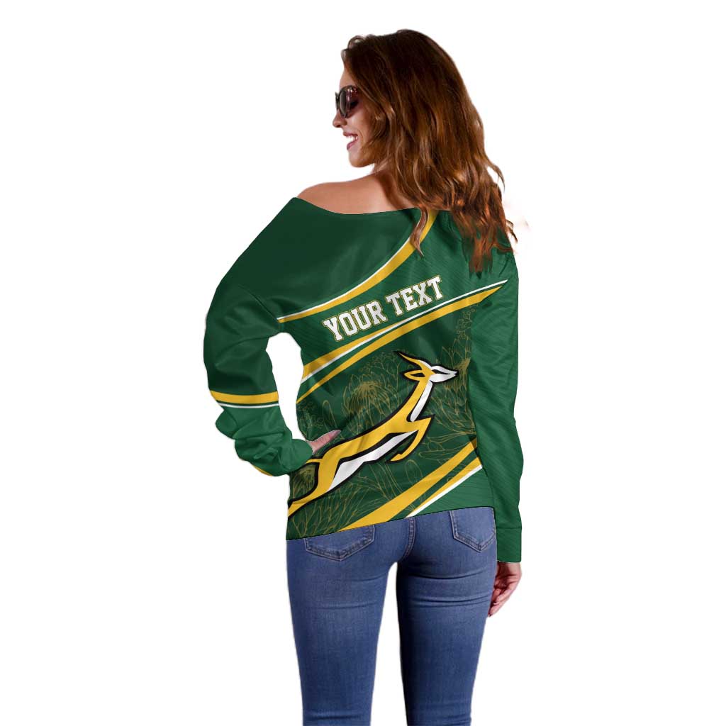 South Africa Rugby Personalized Bokke Off Shoulder Sweater Springboks - Stronger Together - Wonder Print Shop