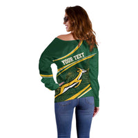 South Africa Rugby Personalized Bokke Off Shoulder Sweater Springboks - Stronger Together - Wonder Print Shop
