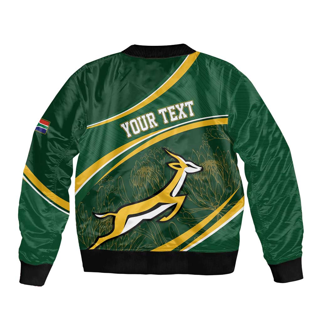 South Africa Rugby Personalized Bokke Sleeve Zip Bomber Jacket Springboks - Stronger Together - Wonder Print Shop