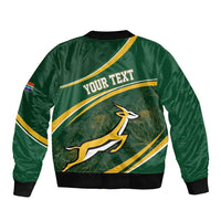 South Africa Rugby Personalized Bokke Sleeve Zip Bomber Jacket Springboks - Stronger Together - Wonder Print Shop