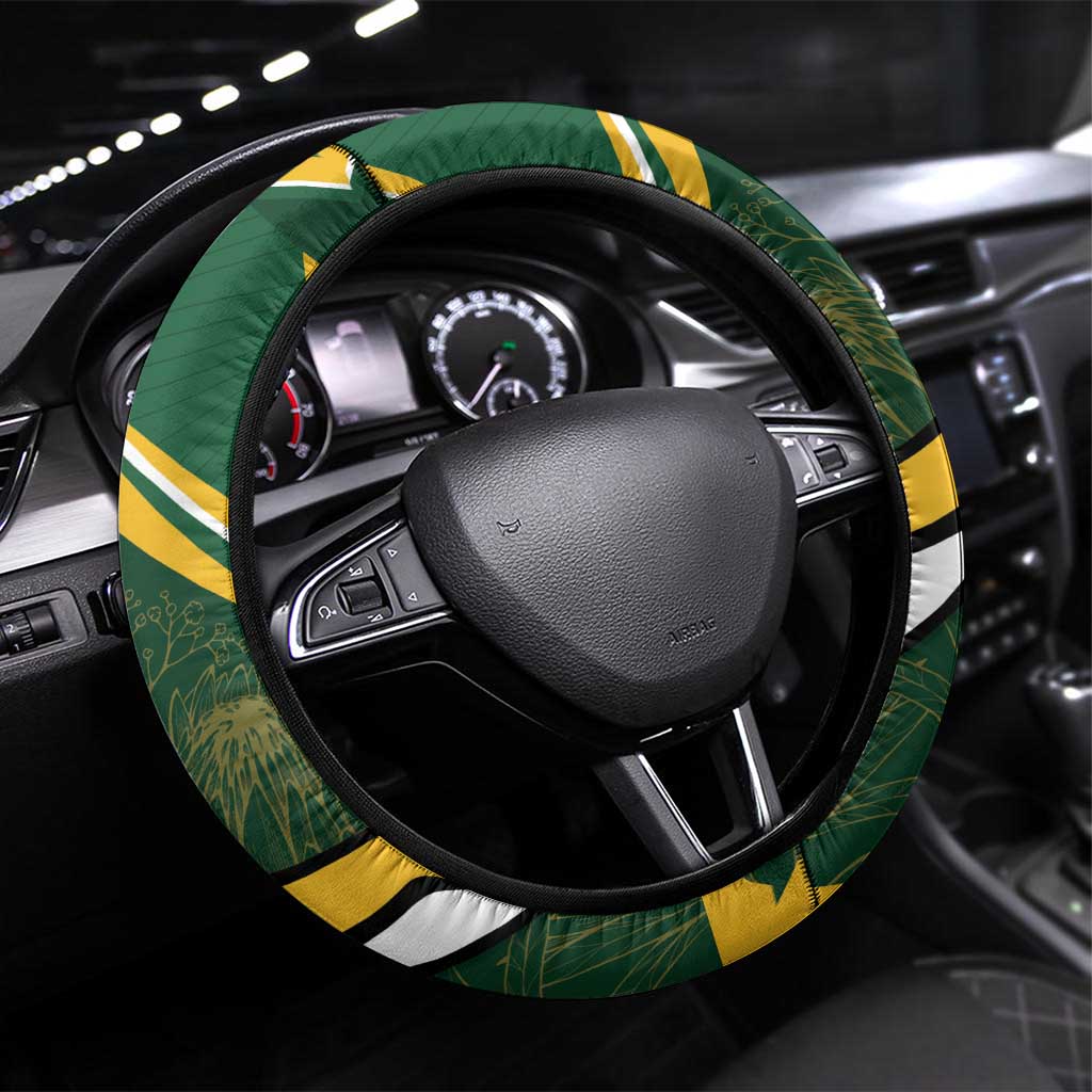 South Africa Rugby Bokke Steering Wheel Cover Springboks - Stronger Together - Wonder Print Shop