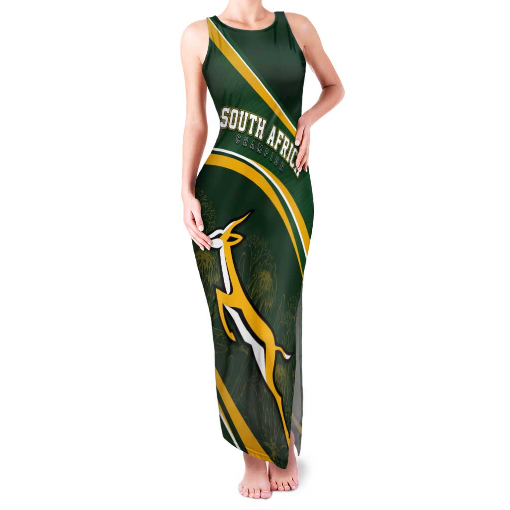 South Africa Rugby Personalized Bokke Tank Maxi Dress Springboks - Stronger Together - Wonder Print Shop
