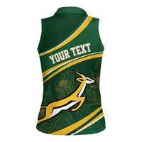 South Africa Rugby Personalized Bokke Women Sleeveless Polo Shirt Springboks - Stronger Together - Wonder Print Shop