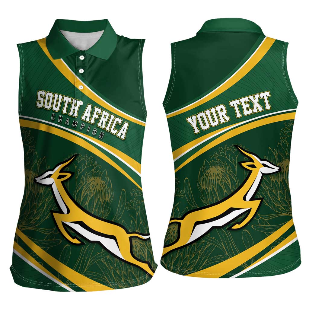 South Africa Rugby Personalized Bokke Women Sleeveless Polo Shirt Springboks - Stronger Together - Wonder Print Shop