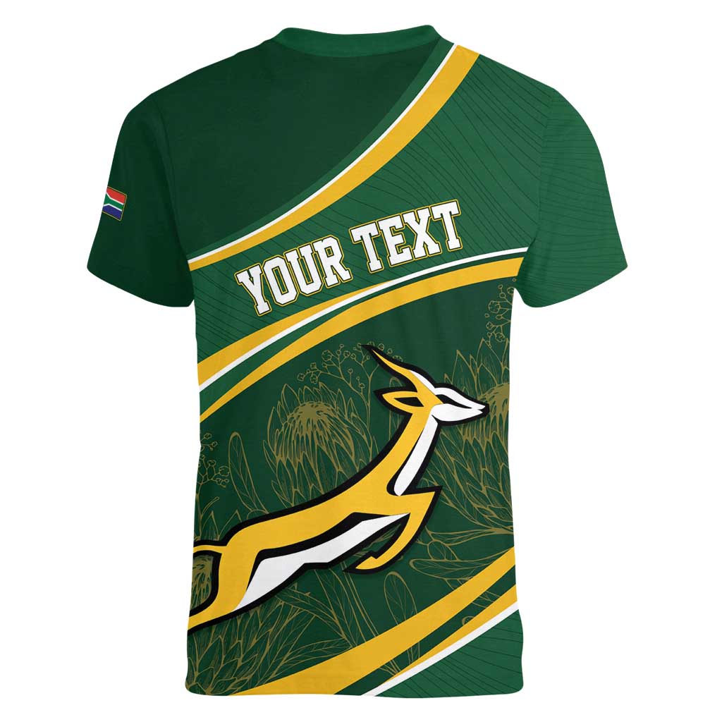 South Africa Rugby Personalized Bokke Women V-Neck T-Shirt Springboks - Stronger Together - Wonder Print Shop