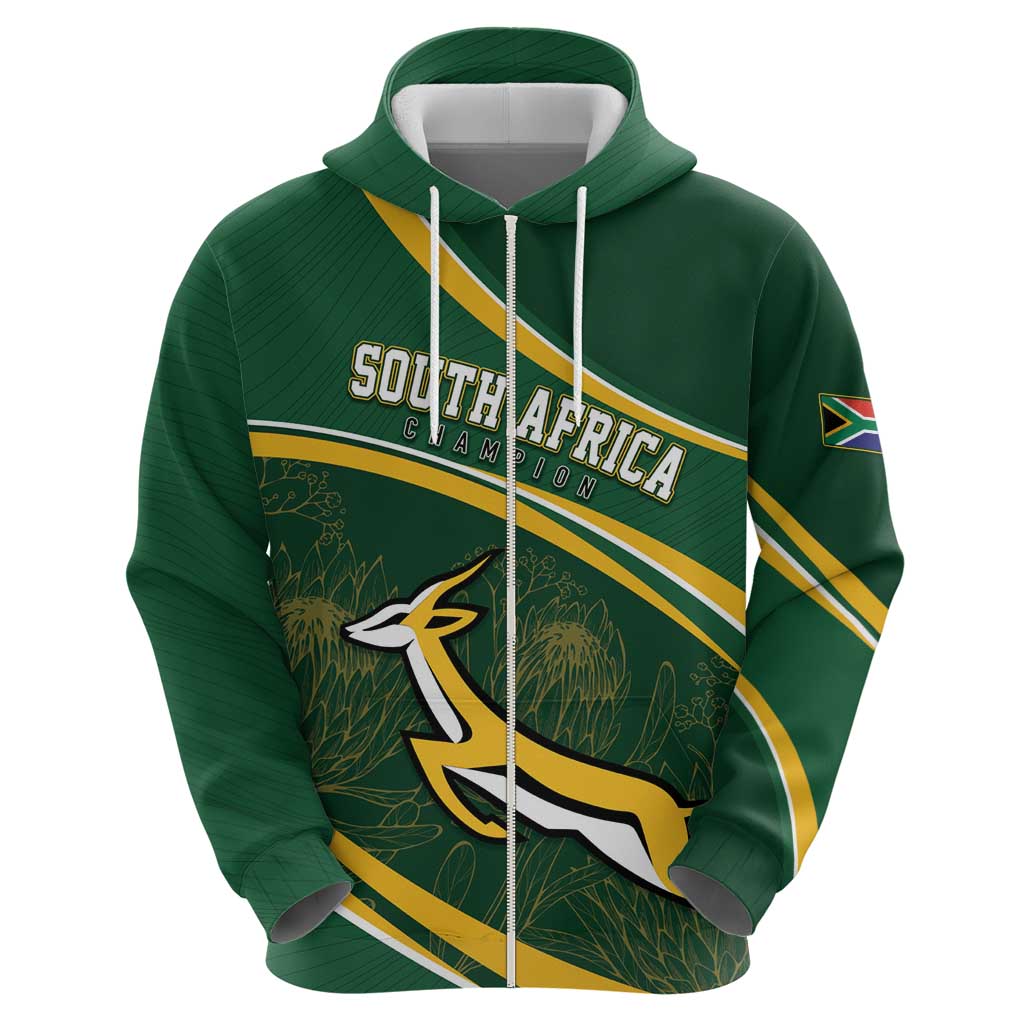 South Africa Rugby Personalized Bokke Zip Hoodie Springboks - Stronger Together - Wonder Print Shop