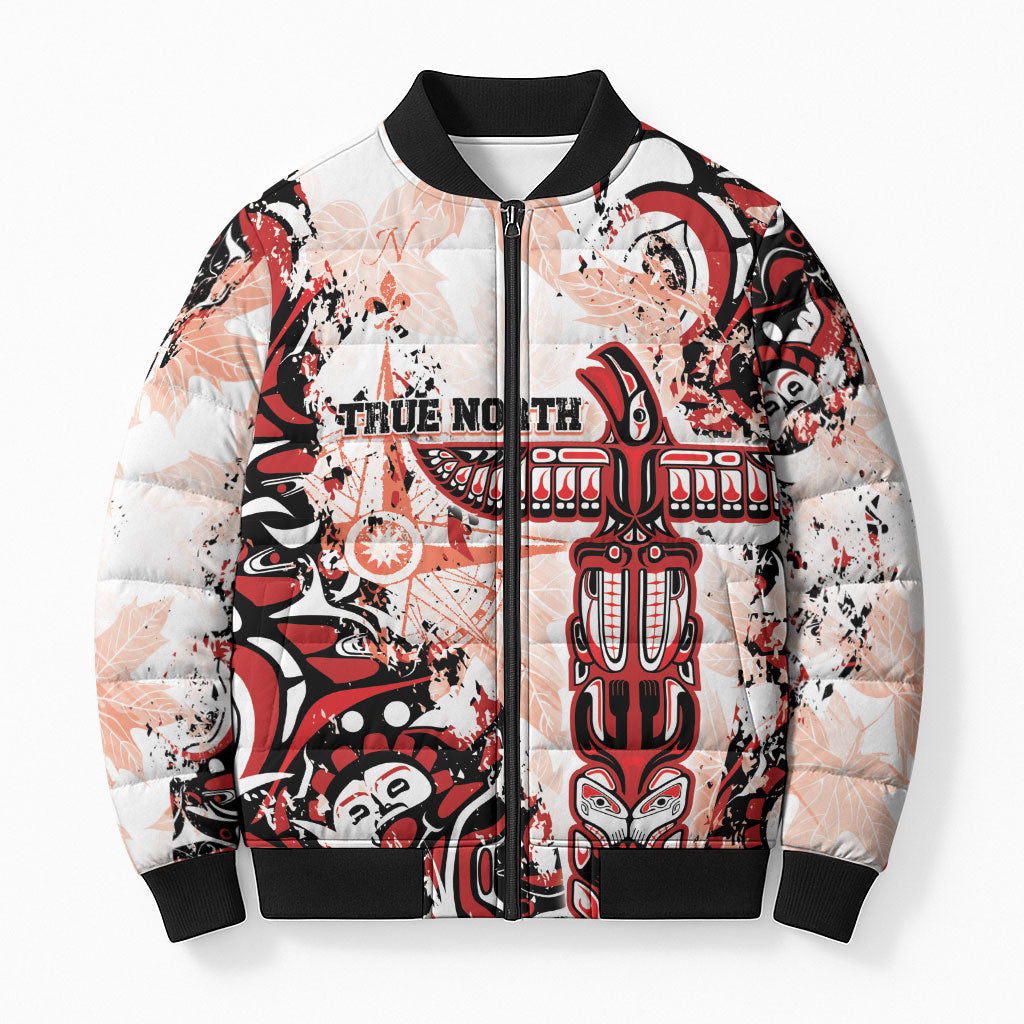 Canada Indigenous Haida Art Personalized Bomber Puffer Jacket True North